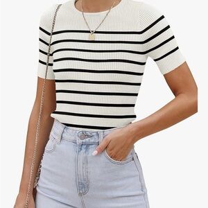 Striped Black and White Women's Top